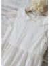 Peter Pan Collar Ivory Cotton Knee Length Flower Girl Dress 